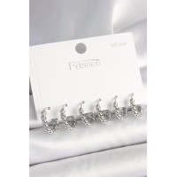 925 Ayar Gümüş Çivi Pirinç Gümüş Renk Sarmal Halka Model Kadın Küpe Seti TJ-BKP10416