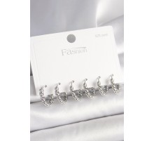 925 Ayar Gümüş Çivi Pirinç Gümüş Renk Sarmal Halka Model Kadın Küpe Seti TJ-BKP10416
