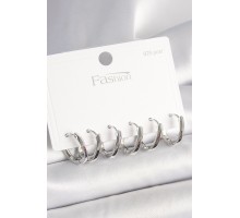 925 Ayar Gümüş Çivi Pirinç Oval Halka Model Kadın Küpe Seti - TJ-BKP10418