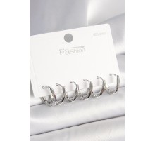 925 Ayar Gümüş Çivi Pirinç Oval Halka Model Kadın Küpe Seti - TJ-BKP10418