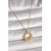 316L Çelik Gold Renk Zincir Zirkon Taş İşlemeli Daire Model Kadın Kolye - TJ-BKO9968