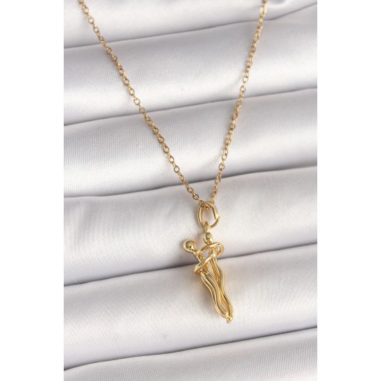 316L Çelik Gold Renk Zincir Sarılma Model Kadın Kolye - TJ-BKO9976