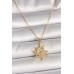316L Çelik Gold Renk Zincir Zirkon Taş Detaylı Güneş Model Kadın Kolye - TJ-BKO9988