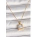 316L Çelik Gold Renk Zincir Kare Zirkon Taşlı Model Kadın Kolye - TJ-BKO9992