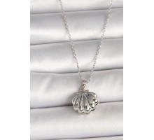 316L Çelik Gümüş Renk Zincir Açılır İncili Midye Model Kadın Kolye - TJ-BKO9995