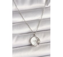 316L Çelik Gümüş Renk Zincir Beyaz Mineli Gün Batımı Model Kadın Kolye - TJ-BKO9999