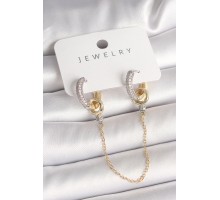 Pirinç Mix Renk Zirkon Taşlı Sallantı Zincir Model Kadın Küpe - TJ-BKP10422