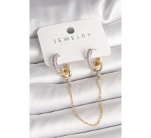 Pirinç Mix Renk Zirkon Taşlı Sallantı Zincir Model Kadın Küpe - TJ-BKP10422