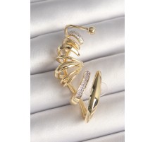 Pirinç Gold Renk Zirkon Taşlı Kıkırdak Küpe - TJ-BKP10430