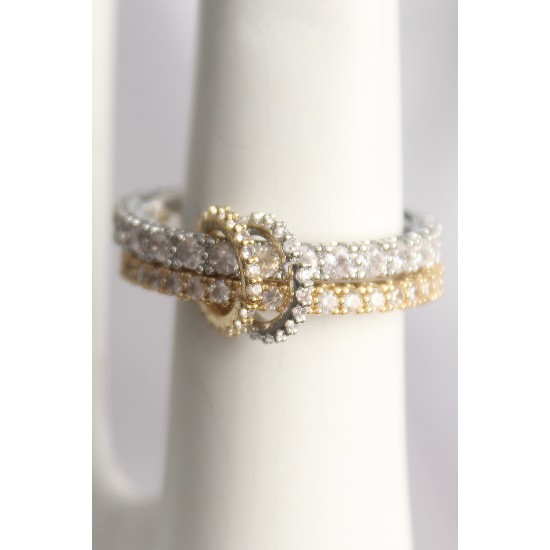 Pirinç Mix Renk 2'Li Zirkon Taşlı Kadın Yüzük - TJ-BYK3703