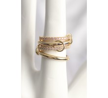 Pirinç Gold Renk Zirkon Taşlı 4'Lü Kadın Yüzük - TJ-BYK3704