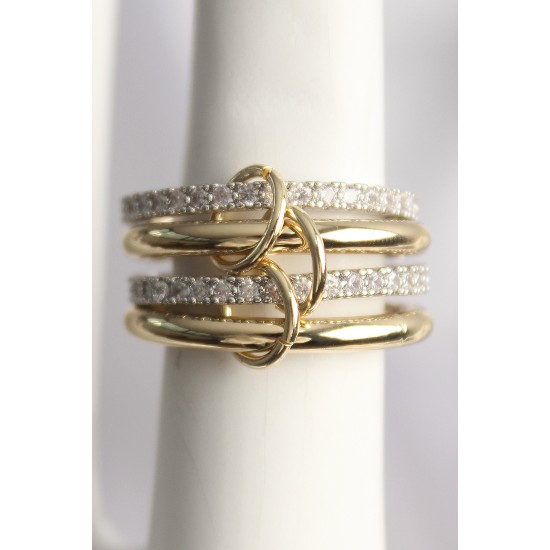 Pirinç Mix Renk Zirkon Taşlı 4'Lü Kadın Yüzük - TJ-BYK3706