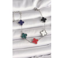 316L Çelik Gümüş Renk Renkli Yonca Model Kadın Bileklik - TJ-BB6879