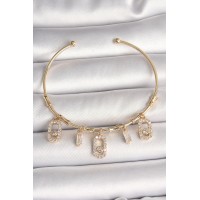Pirinç Gold Renk Sallantı Zirkon Taşlı Messika Figür Charm Kadın Bileklik TJ-BB6893
