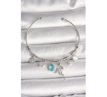 Pirinç Gümüş Renk Sallantı Zirkon Taşlı Filaminga Figür Charm Kadın Bileklik - TJ-BB6903