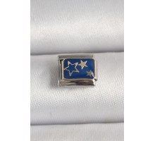 316L Çelik Gümüş Renk Mavi Gold Yıldız İşlemeli Nomination Charm - TJ-BC1202