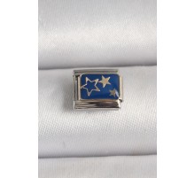 316L Çelik Gümüş Renk Mavi Gold Yıldız İşlemeli Nomination Charm - TJ-BC1202