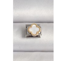 316L Çelik Gümüş Renk Beyaz Yonca İşlemeli Nomination Charm - TJ-BC1203