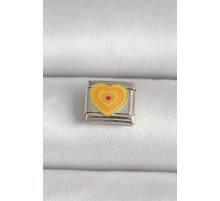 316L Çelik Gümüş Renk Sarı Kalp İşlmeli Nomination Charm - TJ-BC1205