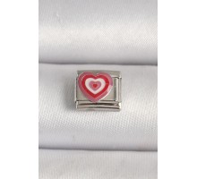 316L Çelik Gümüş Renk Pembe Kalp İşlemeli Nomination Charm - TJ-BC1206