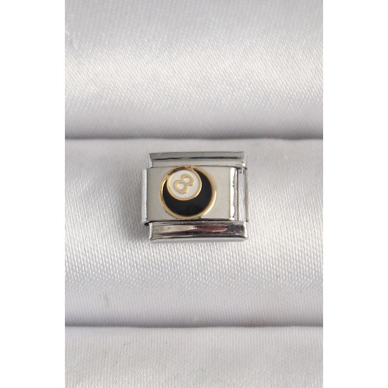 316L Çelik Gümüş Renk 8 Ball İşlemeli Nomination Charm - TJ-BC1209