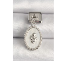 316L Çelik Gümüş Renk Beyaz Mineli Çiçek İşlemeli Nomination Charm - TJ-BC1211