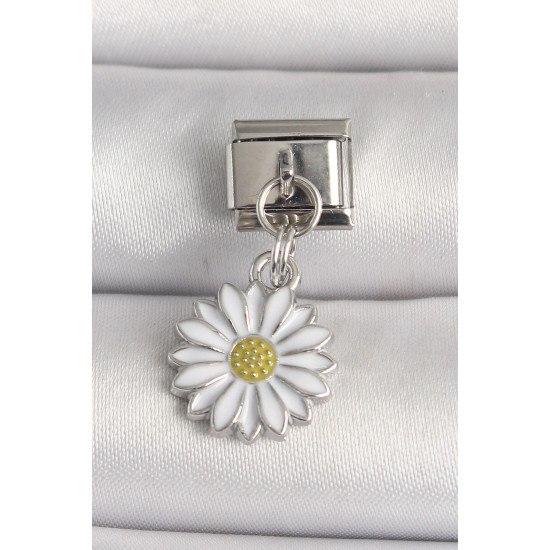 316L Çelik Gümüş Renk Papatya Model Nomination Charm - TJ-BC1212