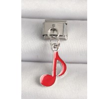 316L Çelik Gümüş Renk Kırmızı Müzik Nota Model Nomination Charm - TJ-BC1218