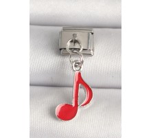 316L Çelik Gümüş Renk Kırmızı Müzik Nota Model Nomination Charm - TJ-BC1218