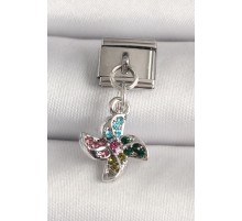 316L Çelik Gümüş Renk Renkli Zirkon Taşlı Nomination Charm - TJ-BC1220
