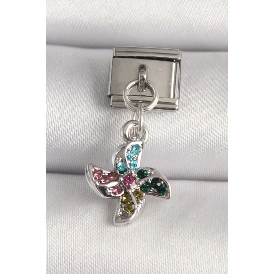 316L Çelik Gümüş Renk Renkli Zirkon Taşlı Nomination Charm - TJ-BC1220