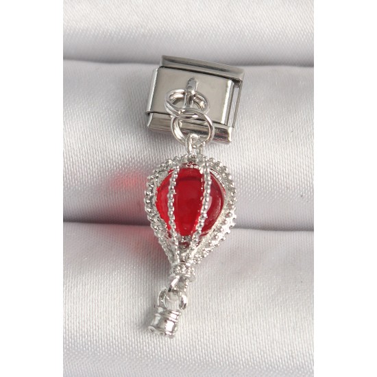 316L Çelik Gümüş Renk Kırmızı Balon Model Nomination Charm - TJ-BC1223