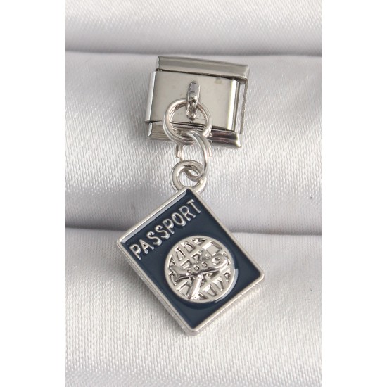 316L Çelik Gümüş Renk Passport Model Nomination Charm - TJ-BC1225