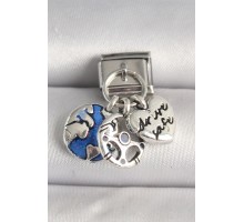 316L Çelik Gümüş Renk Dünya Kalp Model Nomination Charm - TJ-BC1226