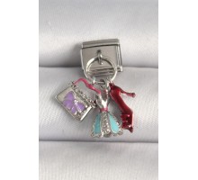 316L Çelik Gümüş Renk Çanta Elbise Model Nomination Charm - TJ-BC1230