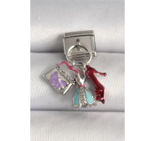 316L Çelik Gümüş Renk Çanta Elbise Model Nomination Charm - TJ-BC1230