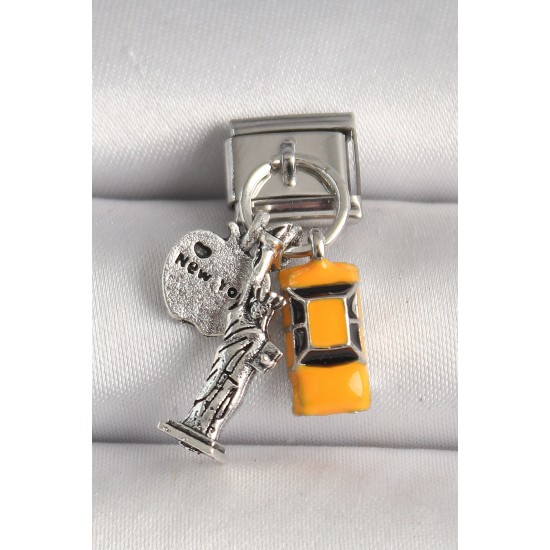 316L Çelik Gümüş Renk Sarı Taksi Özgürlük Heykeli Model Nomination Charm - TJ-BC1231