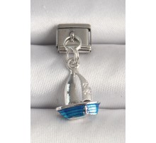 316L Çelik Gümüş Renk Mavi Yelkenli Model Nomination Charm - TJ-BC1232