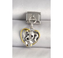 316L Çelik Gümüş Renk Sarı Kalp Köpek Model Nomination Charm - TJ-BC1235