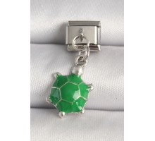 316L Çelik Gümüş Renk Yeşil Kaplumbağa Model Nomination Charm - TJ-BC1237