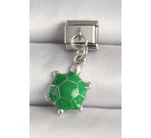 316L Çelik Gümüş Renk Yeşil Kaplumbağa Model Nomination Charm - TJ-BC1237