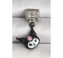 316L Çelik Gümüş Renk Siyak Kulaklı Kedi Model Nomination Charm - TJ-BC1238