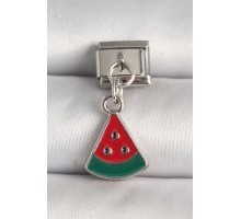 316L Çelik Gümüş Renk Karpuz Dilim Model Nomination Charm - TJ-BC1241