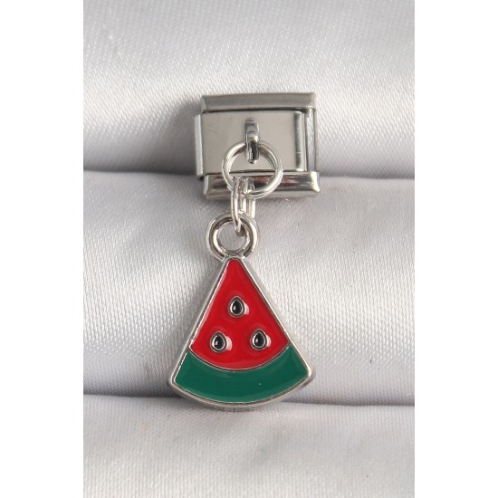 316L Çelik Gümüş Renk Karpuz Dilim Model Nomination Charm - TJ-BC1241