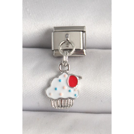 316L Çelik Gümüş Renk Beyaz Kupkek Model Nomination Charm - TJ-BC1242