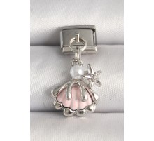 316L Çelik Gümüş Renk Pembe Midye Model Deniz Yıldızı Detay Nomination Charm - TJ-BC1246