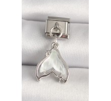 316L Çelik Gümüş Renk Beyaz Balık Kuyruğu Model Nomination Charm - TJ-BC1250