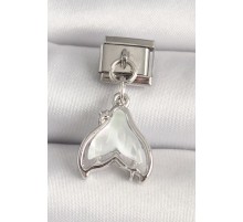 316L Çelik Gümüş Renk Beyaz Balık Kuyruğu Model Nomination Charm - TJ-BC1250