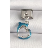 316L Çelik Gümüş Renk Mavi Yunus Model Nomination Charm - TJ-BC1251