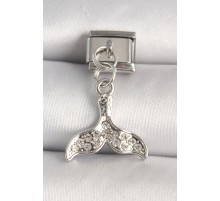 316L Çelik Gümüş Renk Zirkon Taşlı Balık Kuyruğu Model Nomination Charm - TJ-BC1252